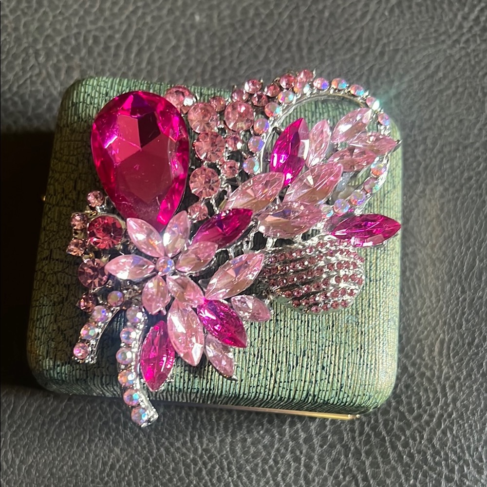 Elegant Pink Crystal Brooch